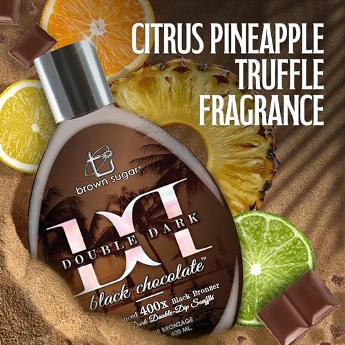 Brown Sugar Double Dark Black Chocolate Tanning Lotion - Ultra-Advanced 400X Black Bronzer with Cocoa, Coconut & Shea Butters, 13.5 Fl Oz Avelisse