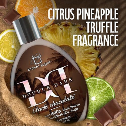 Brown Sugar Double Dark Black Chocolate Tanning Lotion - Ultra-Advanced 400X Black Bronzer with Cocoa, Coconut & Shea Butters, 13.5 Fl Oz Avelisse
