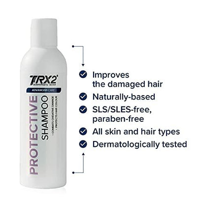 TRX2 Protective Shampoo - Repairs & Protects Hair with Biotin, Rice Protein, Panthenol - Paraben Free - 6.7 oz