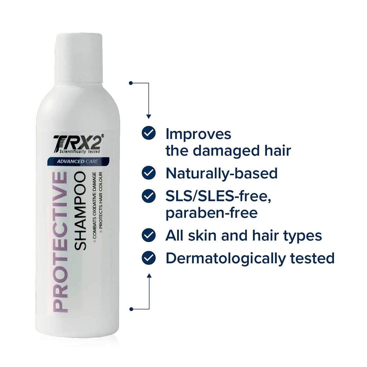 TRX2 Protective Shampoo - Repairs & Protects Hair with Biotin, Rice Protein, Panthenol - Paraben Free - 6.7 oz - görsel 5