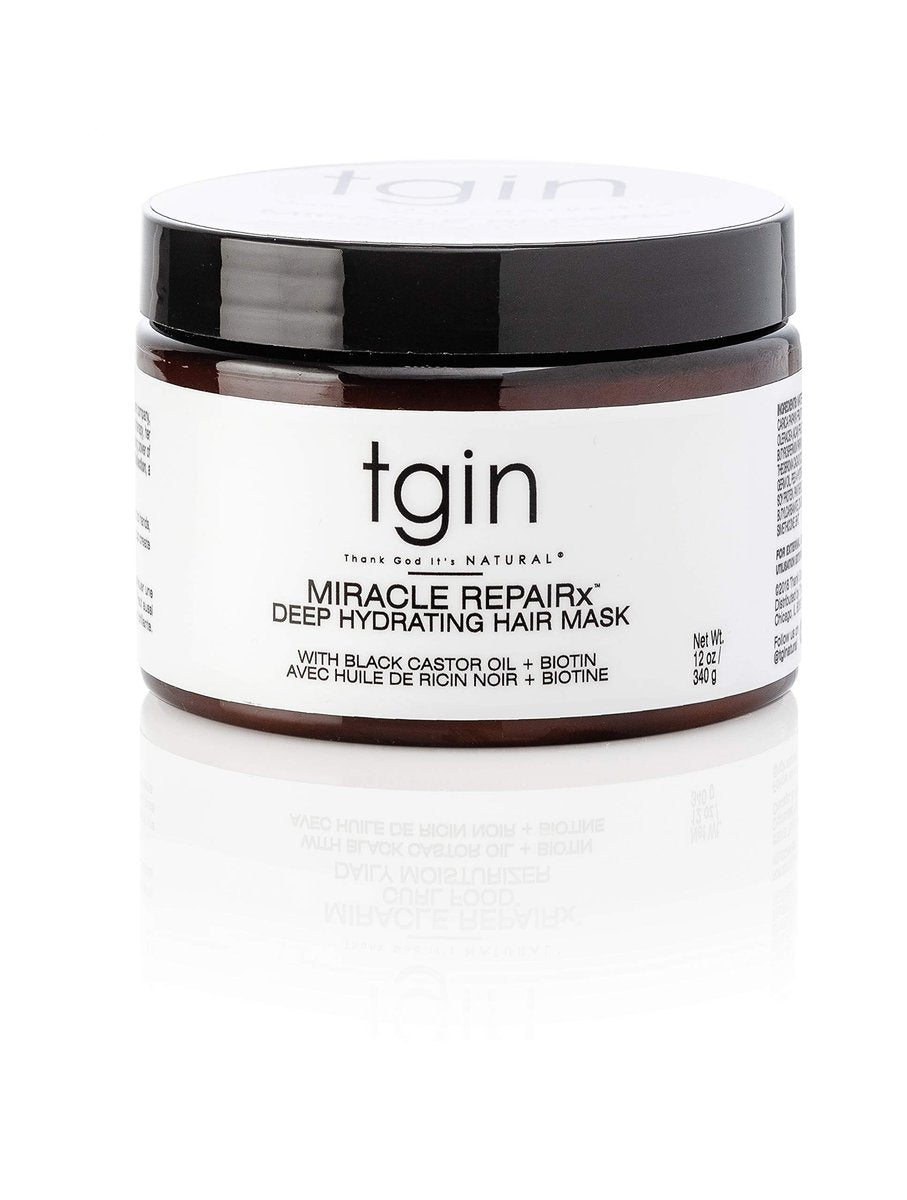 tgin Miracle RepaiRx Deep Hydrating Hair Mask - Biotin & Black Castor Oil for Curly, Coily, Wavy Hair - Deep Moisture & Repair, 12 oz Avelisse