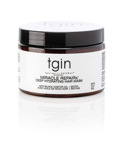 tgin Miracle RepaiRx Deep Hydrating Hair Mask - Biotin & Black Castor Oil for Curly, Coily, Wavy Hair - Deep Moisture & Repair, 12 oz Avelisse