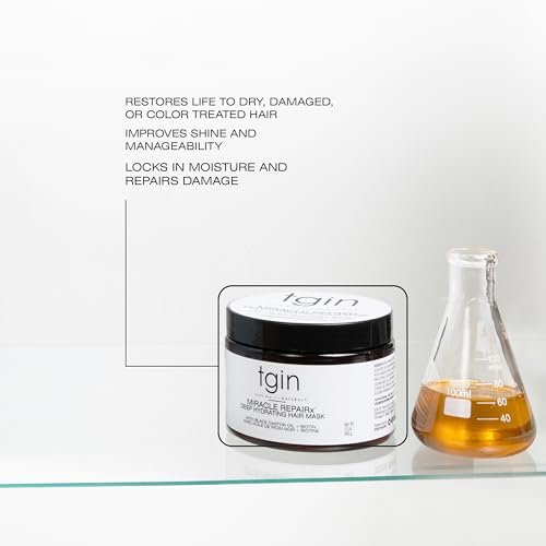 tgin Miracle RepaiRx Deep Hydrating Hair Mask - Biotin & Black Castor Oil for Curly, Coily, Wavy Hair - Deep Moisture & Repair, 12 oz Avelisse