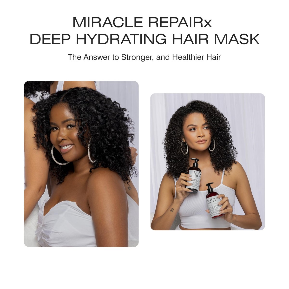 tgin Miracle RepaiRx Deep Hydrating Hair Mask - Biotin & Black Castor Oil for Curly, Coily, Wavy Hair - Deep Moisture & Repair, 12 oz Avelisse