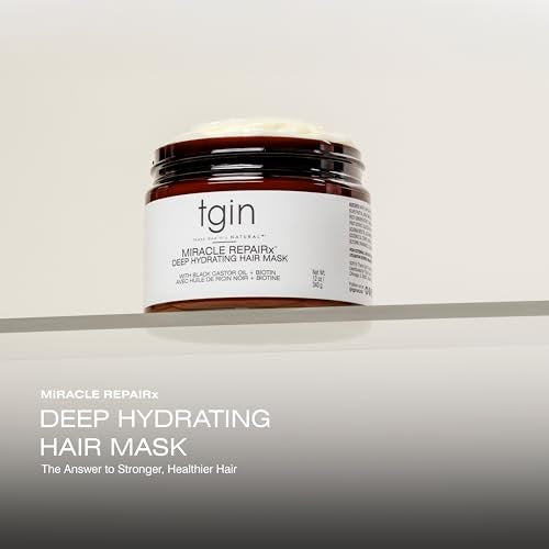 tgin Miracle RepaiRx Deep Hydrating Hair Mask - Biotin & Black Castor Oil for Curly, Coily, Wavy Hair - Deep Moisture & Repair, 12 oz Avelisse