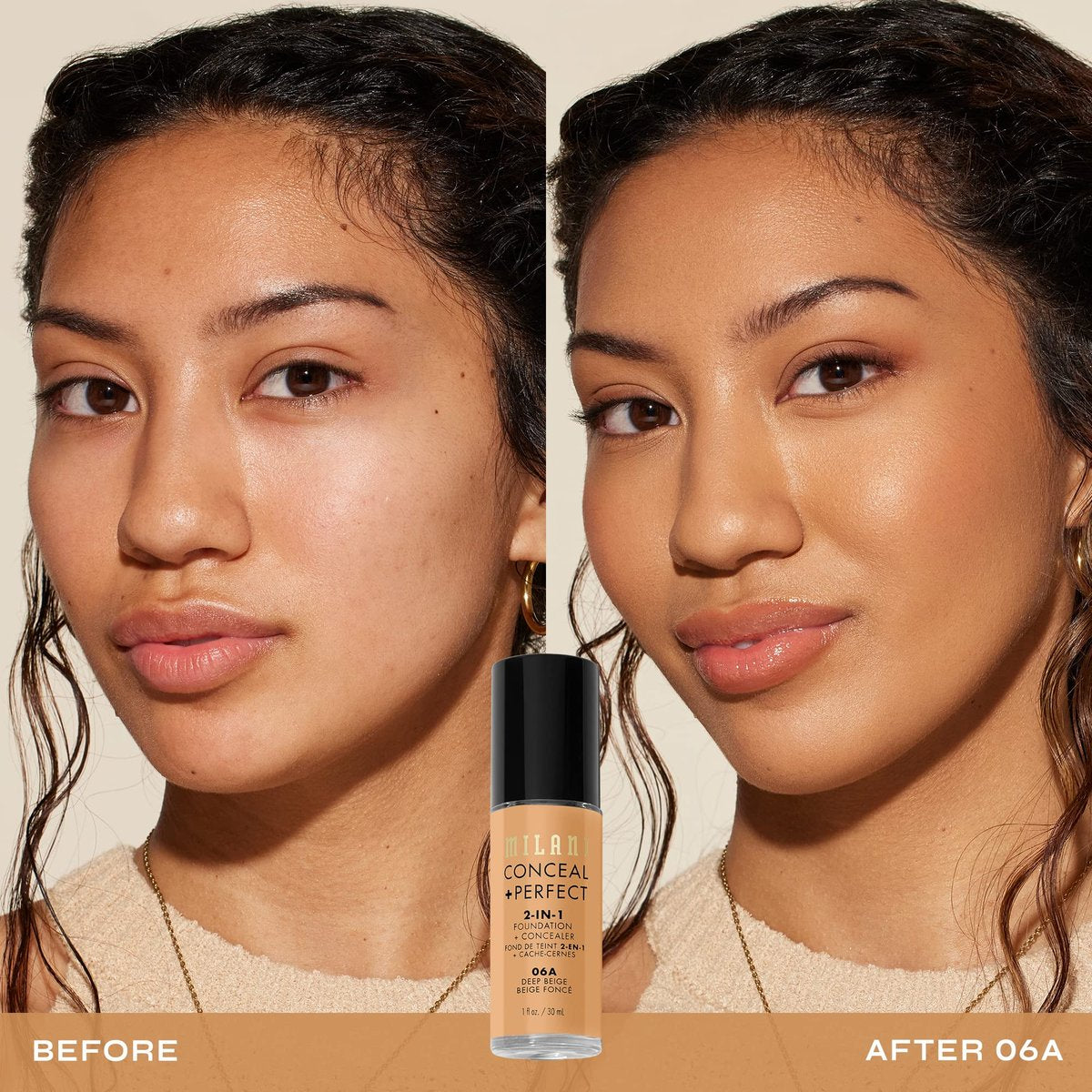 Milani Conceal + Perfect 2-in-1 Foundation + Concealer - Deep Beige 06A - Full Coverage, Waterproof & Sweatproof - görsel 4