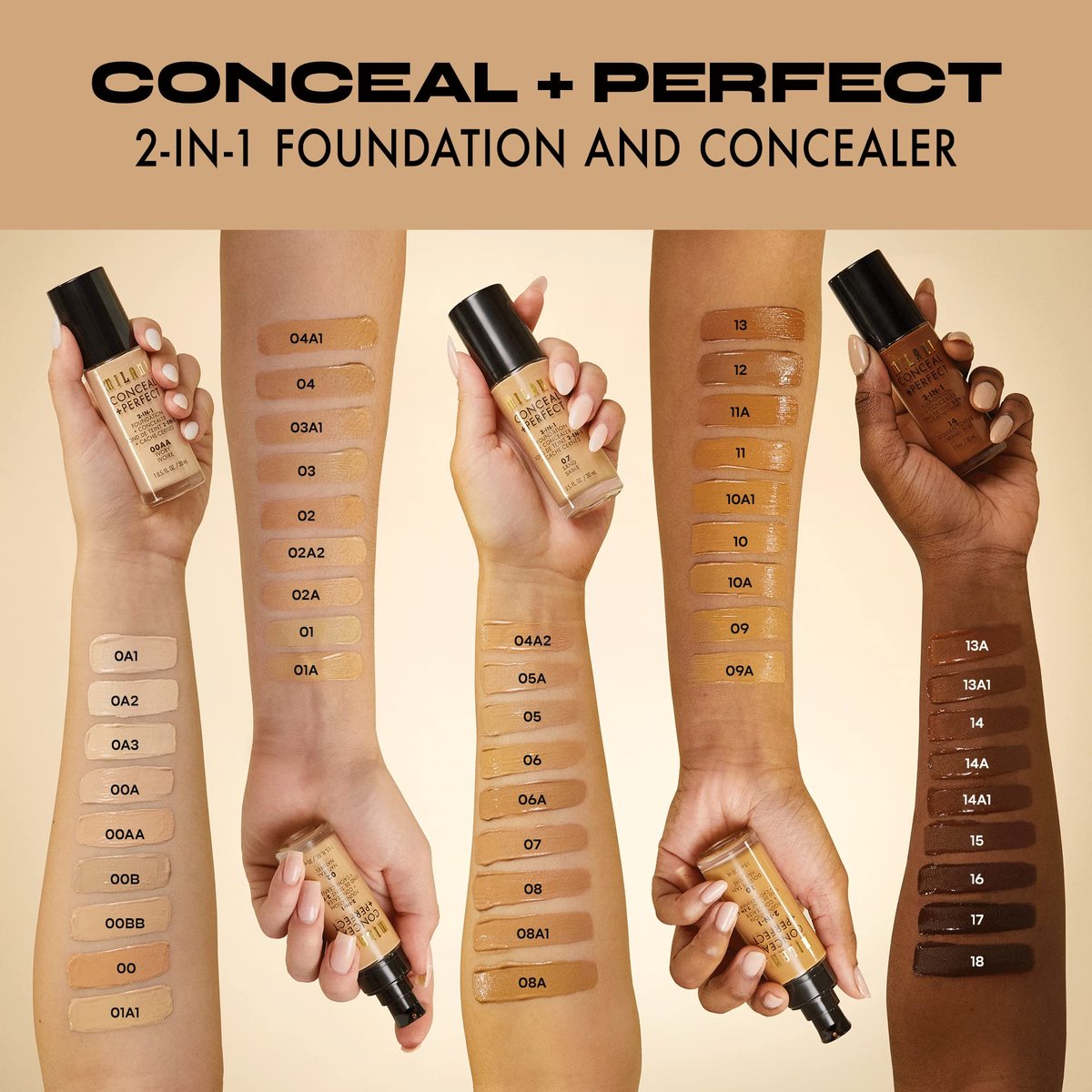Milani Conceal + Perfect 2-in-1 Foundation + Concealer - Deep Beige 06A - Full Coverage, Waterproof & Sweatproof - görsel 8