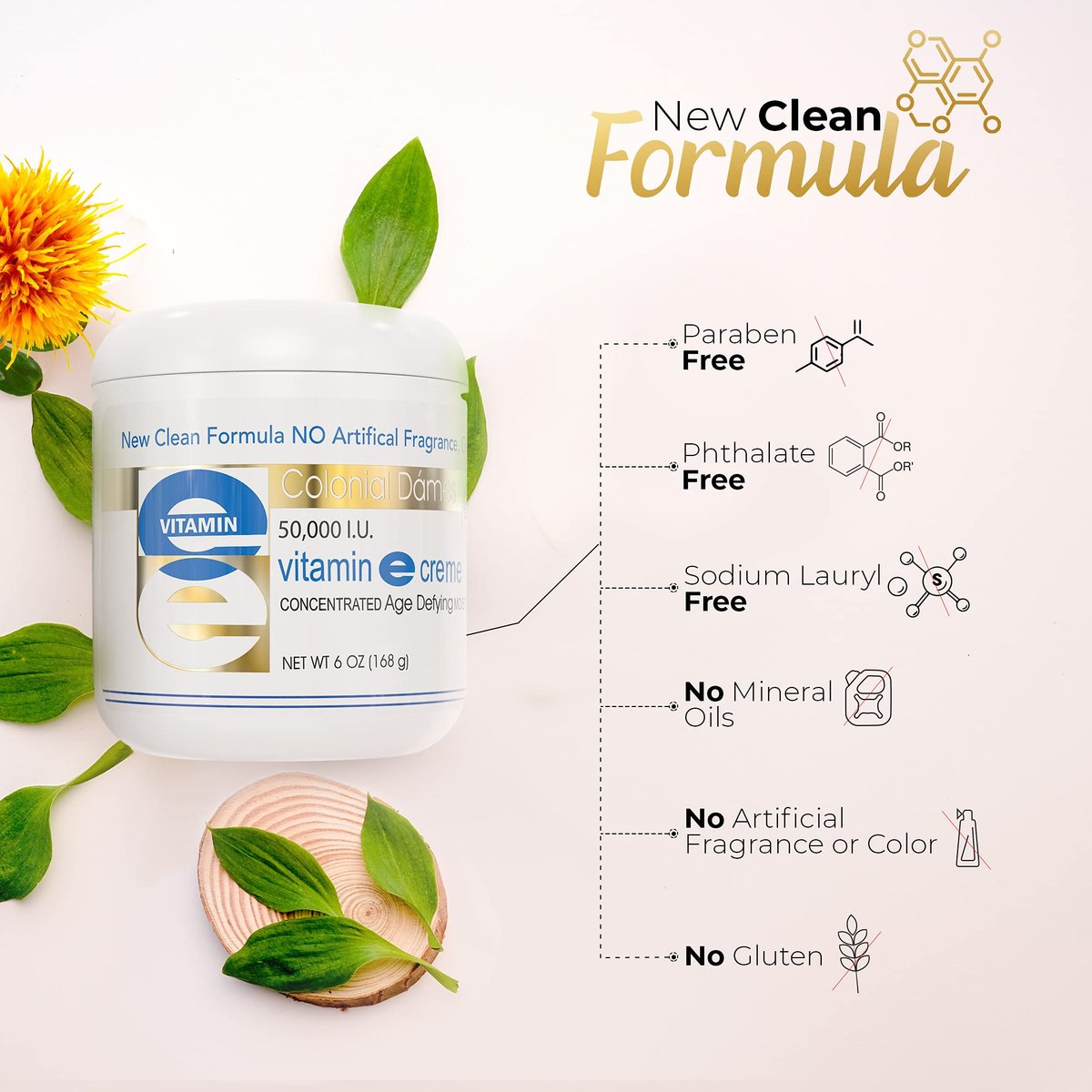 Colonial Dames High Potency 50,000 IU Vitamin E Moisturizer – Deep Hydration for Dry, Chapped Skin & Fine Lines Avelisse