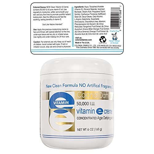 Colonial Dames High Potency 50,000 IU Vitamin E Moisturizer – Deep Hydration for Dry, Chapped Skin & Fine Lines Avelisse