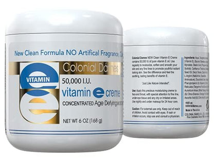 Colonial Dames High Potency 50,000 IU Vitamin E Moisturizer – Deep Hydration for Dry, Chapped Skin & Fine Lines Avelisse