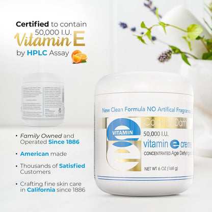 Colonial Dames High Potency 50,000 IU Vitamin E Moisturizer – Deep Hydration for Dry, Chapped Skin & Fine Lines Avelisse