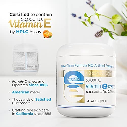Colonial Dames High Potency 50,000 IU Vitamin E Moisturizer – Deep Hydration for Dry, Chapped Skin & Fine Lines Avelisse