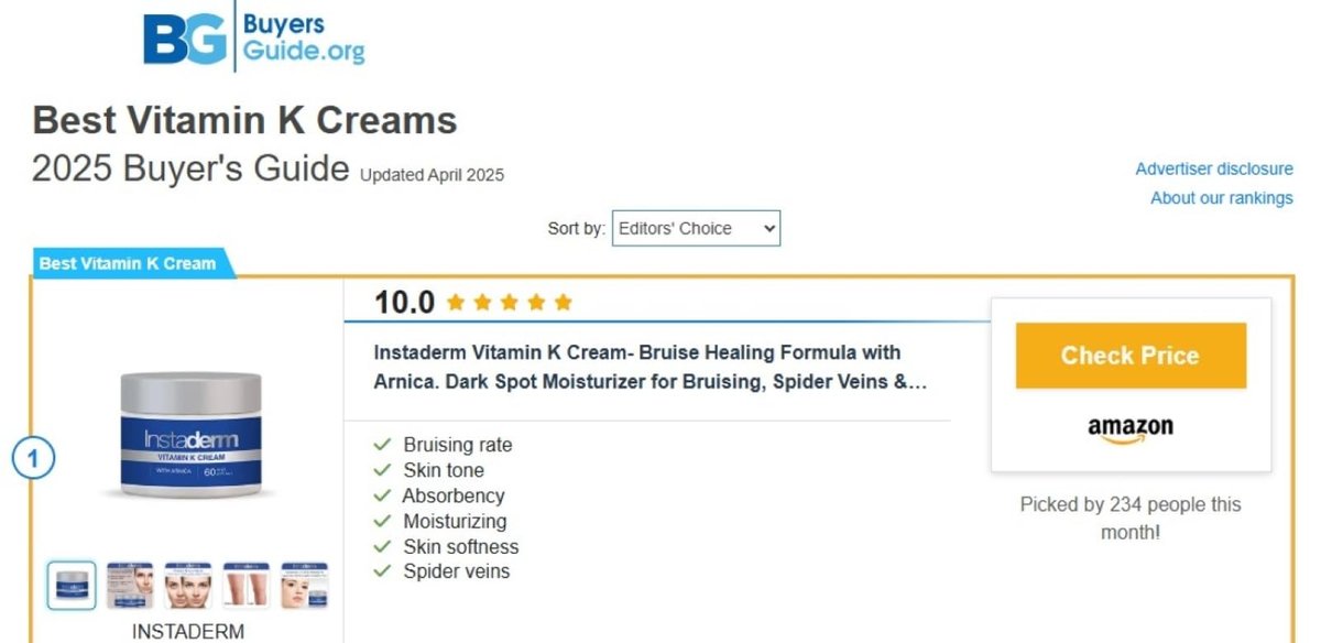 Revitalizing Vitamin K Cream with Arnica – Reduces Appearance of Bruising, Spider Veins, Broken Capillaries, Dark Circles & Puffiness – 2 Fl Oz Avelisse