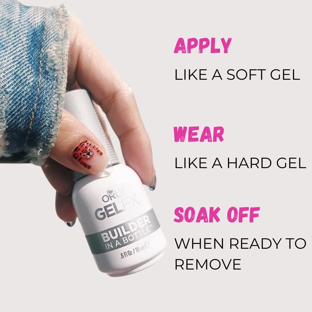 Orly Builder In A Bottle Soak-Off Sculpting Gel - Clear 0.6 oz - Quick Nail Extension, Repair & Strengthening Avelisse