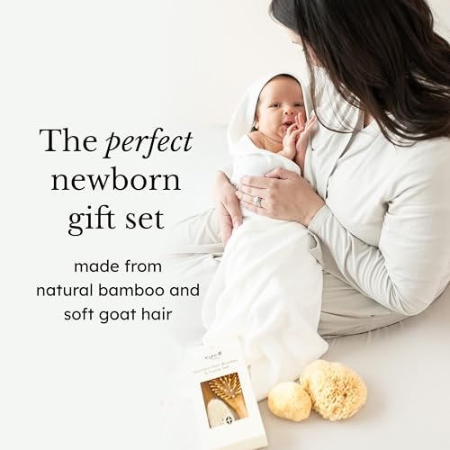 Kyte BABY Bamboo 3-Piece Brush Set – Goat Hair Brush, Wooden Bristle Brush & Bamboo Comb for Gentle Hair Care Avelisse
