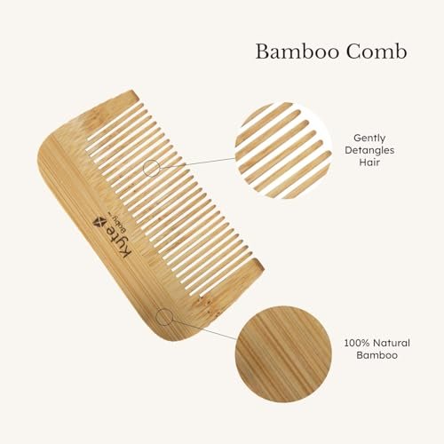 Kyte BABY Bamboo 3-Piece Brush Set – Goat Hair Brush, Wooden Bristle Brush & Bamboo Comb for Gentle Hair Care Avelisse