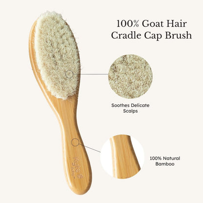 Kyte BABY Bamboo 3-Piece Brush Set – Goat Hair Brush, Wooden Bristle Brush & Bamboo Comb for Gentle Hair Care Avelisse