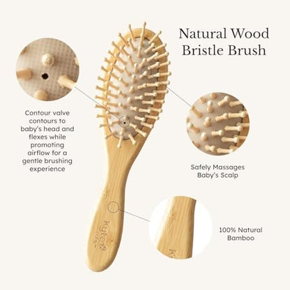 Kyte BABY Bamboo 3-Piece Brush Set – Goat Hair Brush, Wooden Bristle Brush & Bamboo Comb for Gentle Hair Care Avelisse