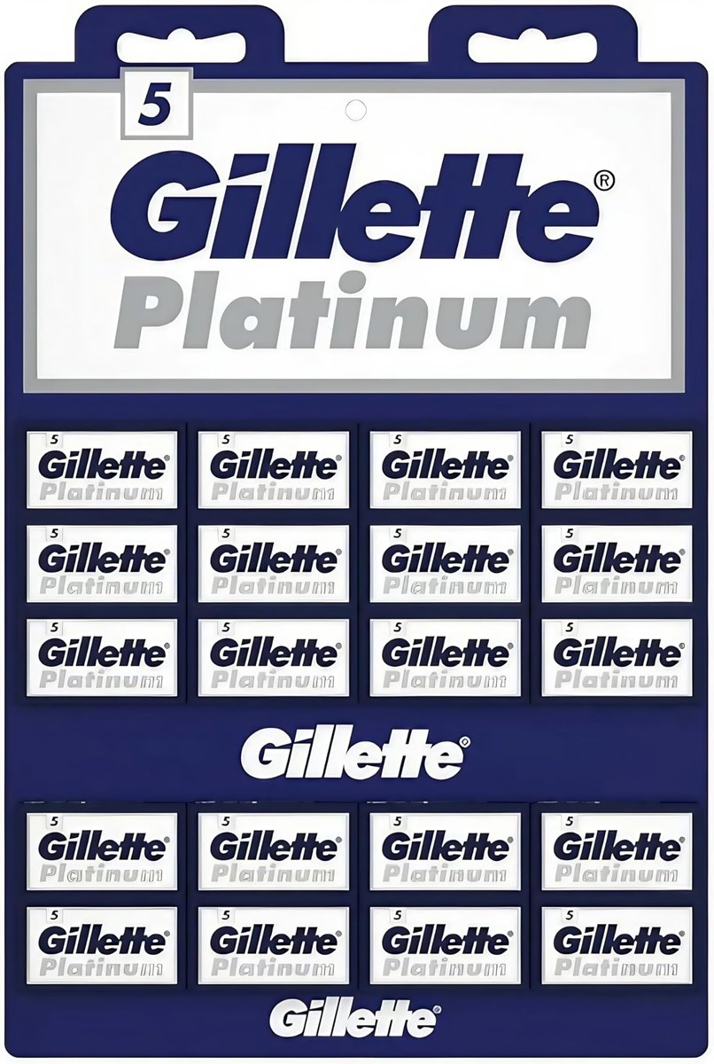 Gillette Platinum Double Edge Safety Razor Blades – 100 Count (20 Dispensers of 5 Blades) Avelisse