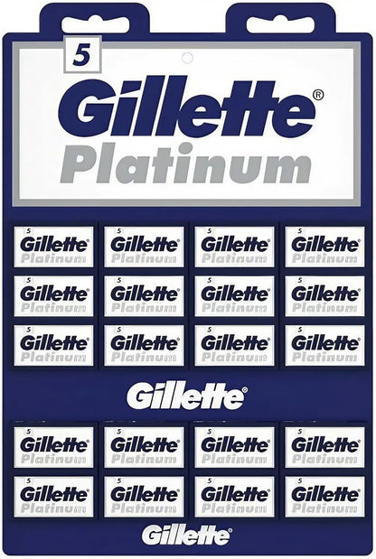 Gillette Platinum Double Edge Safety Razor Blades – 100 Count (20 Dispensers of 5 Blades) Avelisse
