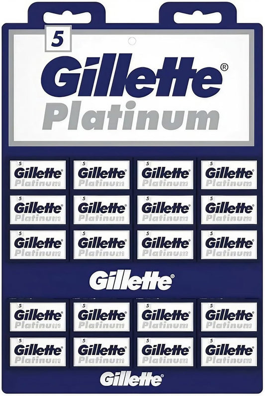 Gillette Platinum Double Edge Safety Razor Blades – 100 Count (20 Dispensers of 5 Blades) Avelisse