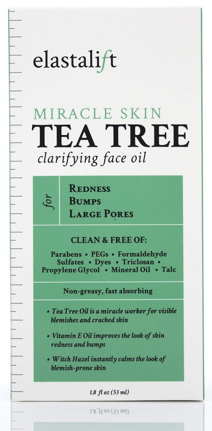 Elastalift Tea Tree Oil Facial Spot Treatment with Witch Hazel – Clarifying Acne Treatment for Redness, Bumps, Dry Itchy Skin, and Large Pores – Non-Irritating Formula, 1.8 Fl Oz