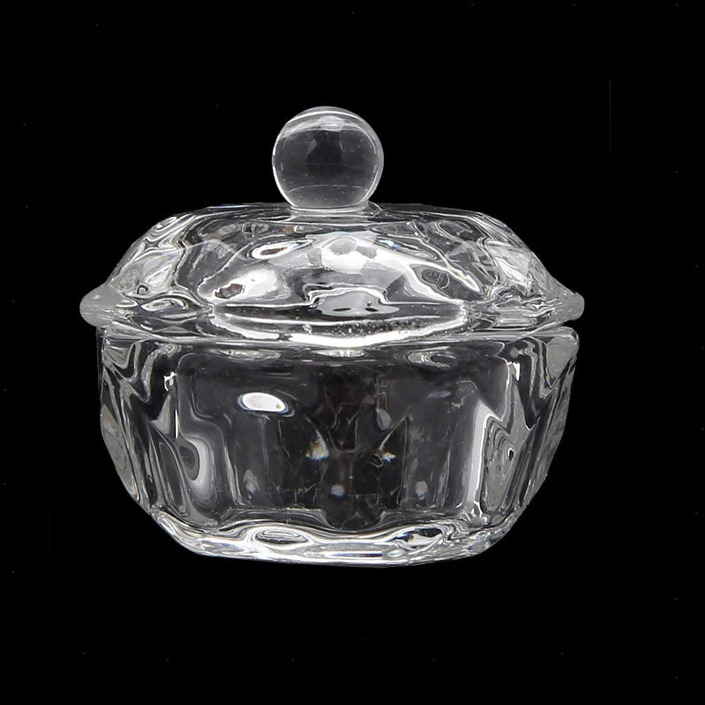 Clear Glass Nail Art Dappen Dishes with Lids - 2 Pack for Acrylic Liquid & Powder | mollensiuer - görsel 4