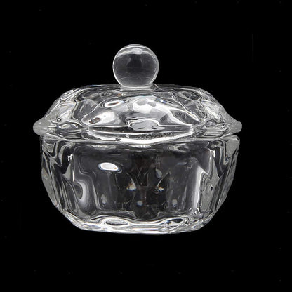 Clear Glass Nail Art Dappen Dishes with Lids - 2 Pack for Acrylic Liquid & Powder | mollensiuer