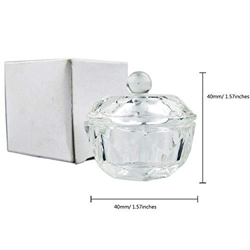 Clear Glass Nail Art Dappen Dishes with Lids - 2 Pack for Acrylic Liquid & Powder | mollensiuer - görsel 8