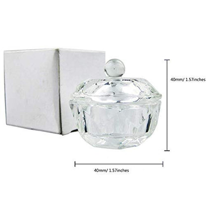 Clear Glass Nail Art Dappen Dishes with Lids - 2 Pack for Acrylic Liquid & Powder | mollensiuer