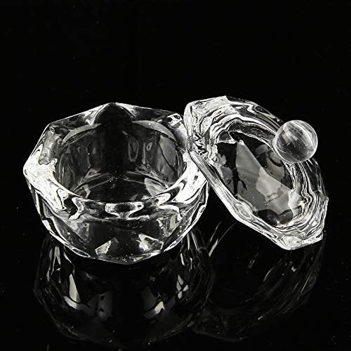 Clear Glass Nail Art Dappen Dishes with Lids - 2 Pack for Acrylic Liquid & Powder | mollensiuer - görsel 3