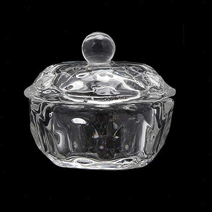 Clear Glass Nail Art Dappen Dishes with Lids - 2 Pack for Acrylic Liquid & Powder | mollensiuer