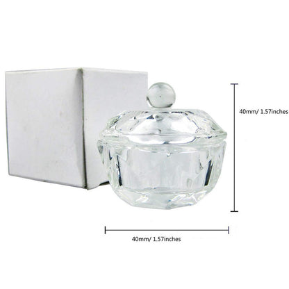 Clear Glass Nail Art Dappen Dishes with Lids - 2 Pack for Acrylic Liquid & Powder | mollensiuer