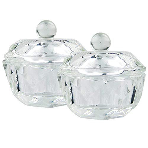 Clear Glass Nail Art Dappen Dishes with Lids - 2 Pack for Acrylic Liquid & Powder | mollensiuer - görsel 2