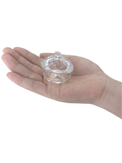 Clear Glass Nail Art Dappen Dishes with Lids - 2 Pack for Acrylic Liquid & Powder | mollensiuer