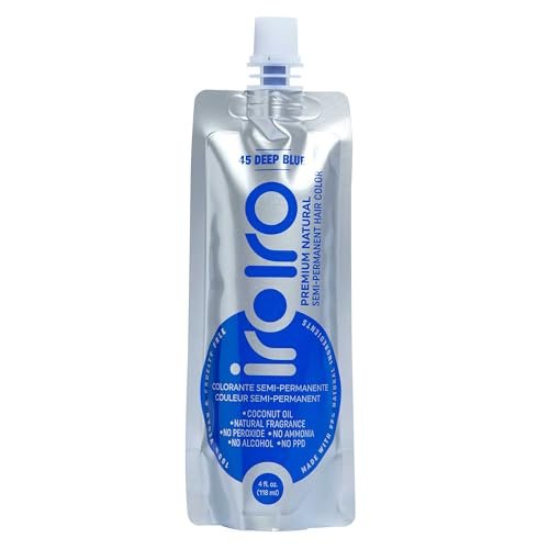 IROIRO Premium Natural Semi-Permanent Hair Color 45 Deep Blue (4oz) - Vibrant Blue Hair Dye - görsel 2