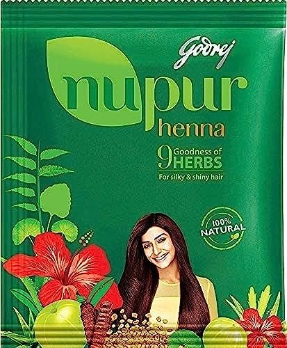 Nupur Henna with Goodness of 9 Herbs - 1000g (35.3 oz) - Natural Reddish-Brown Hair Color Avelisse