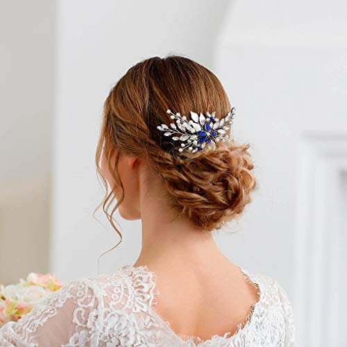 Olbye Blue Rhinestone Wedding Hair Comb - Elegant Bridal Hair Accessory for Bride & Bridesmaids Avelisse