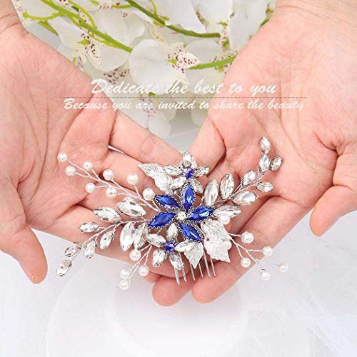 Olbye Blue Rhinestone Wedding Hair Comb - Elegant Bridal Hair Accessory for Bride & Bridesmaids Avelisse