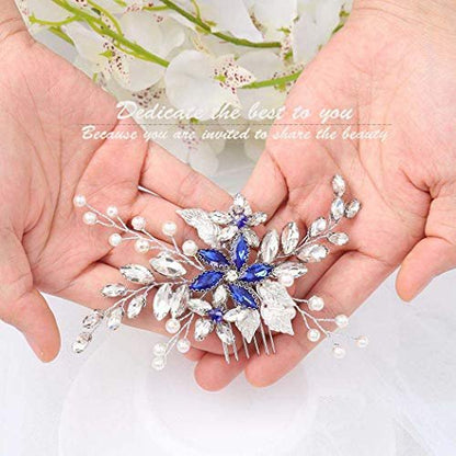Olbye Blue Rhinestone Wedding Hair Comb - Elegant Bridal Hair Accessory for Bride & Bridesmaids Avelisse