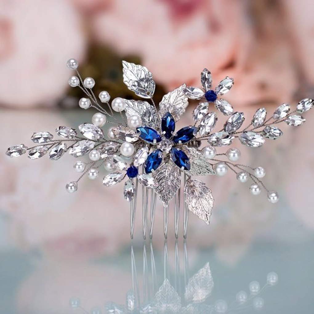 Olbye Blue Rhinestone Wedding Hair Comb - Elegant Bridal Hair Accessory for Bride & Bridesmaids Avelisse