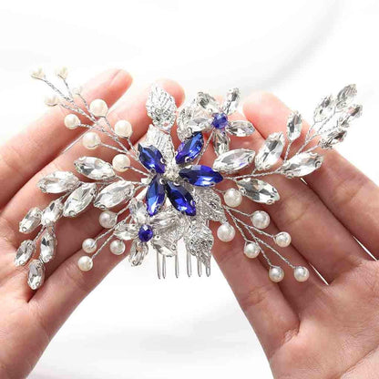 Olbye Blue Rhinestone Wedding Hair Comb - Elegant Bridal Hair Accessory for Bride & Bridesmaids Avelisse