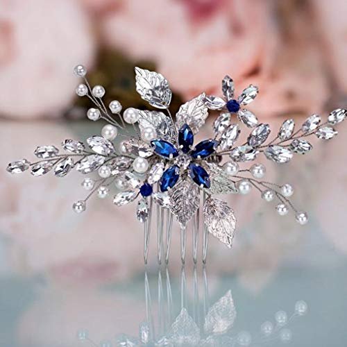 Olbye Blue Rhinestone Wedding Hair Comb - Elegant Bridal Hair Accessory for Bride & Bridesmaids Avelisse
