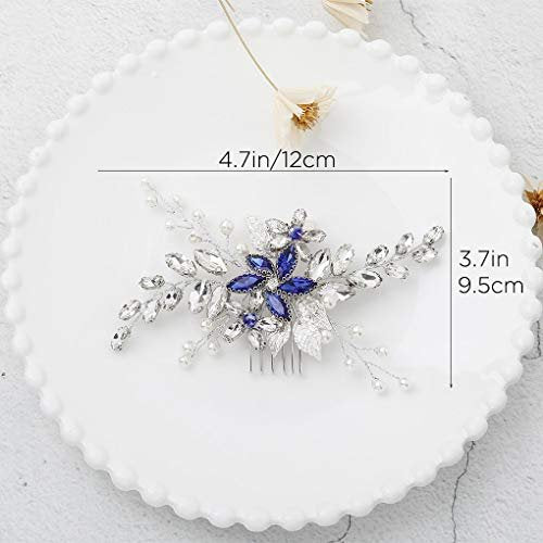 Olbye Blue Rhinestone Wedding Hair Comb - Elegant Bridal Hair Accessory for Bride & Bridesmaids Avelisse