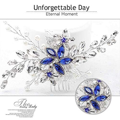 Olbye Blue Rhinestone Wedding Hair Comb - Elegant Bridal Hair Accessory for Bride & Bridesmaids Avelisse