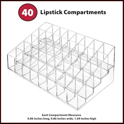 Casafield 40 Slot Acrylic Lipstick & Makeup Organizer - Clear Cosmetic Display Case - görsel 12