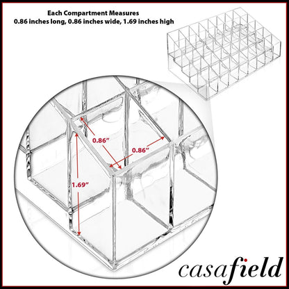 Casafield 40 Slot Acrylic Lipstick & Makeup Organizer - Clear Cosmetic Display Case