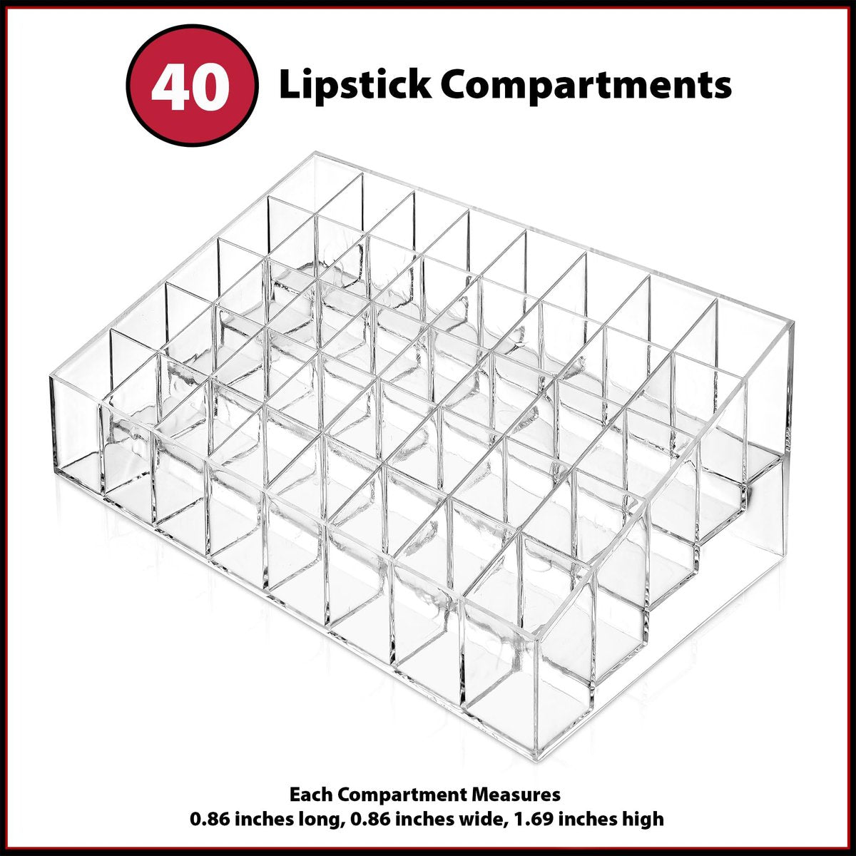 Casafield 40 Slot Acrylic Lipstick & Makeup Organizer - Clear Cosmetic Display Case - görsel 11