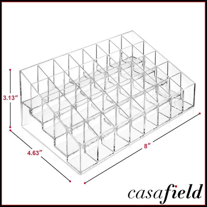 Casafield 40 Slot Acrylic Lipstick & Makeup Organizer - Clear Cosmetic Display Case