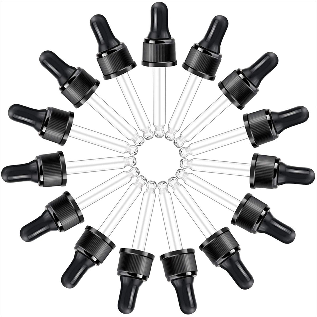 YGDZ Glass Droppers for Essential Oils - 15 Pack 15ml (1/2 oz) - Replacement Dropper Tops for DoTerra & Young Living Bottles - görsel 1